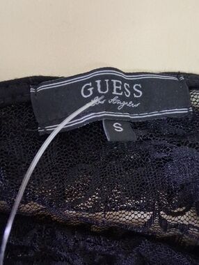 Guess Black Floral Runched Lace Dress Size Small.